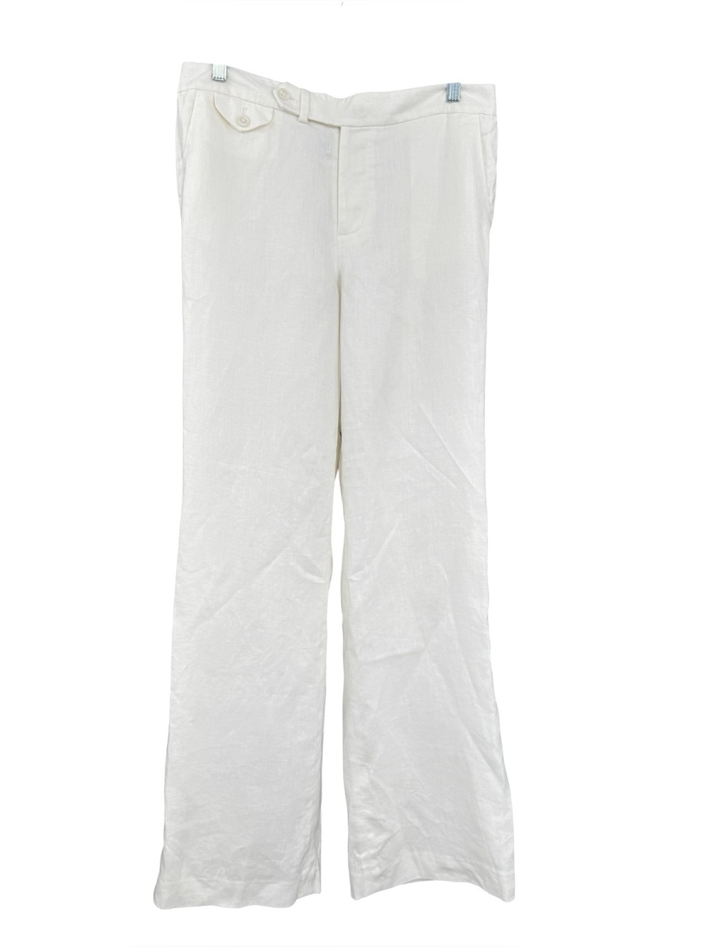 Lauren Ralph Lauren Devrouax White 100%Linen Trousers Pants Size 8